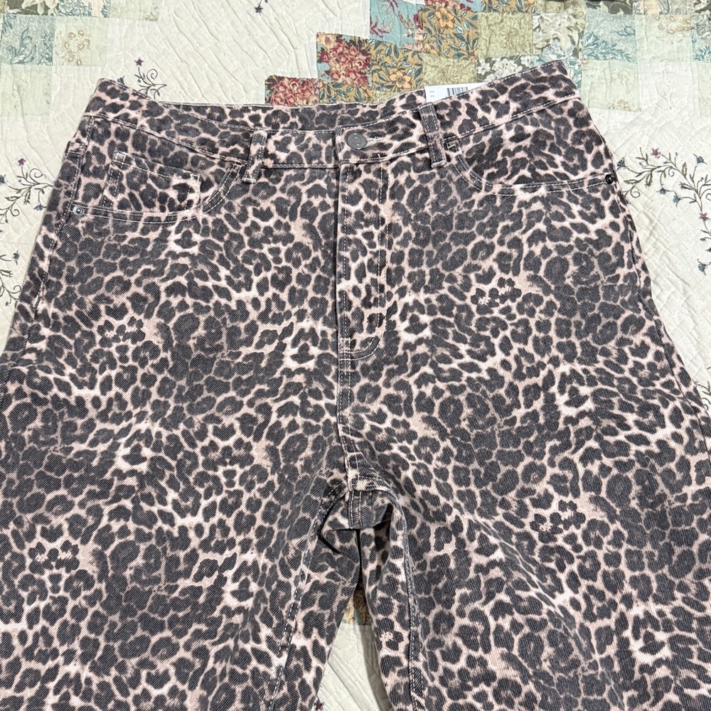 Leopard Print Flare & Wide Leg Jeans